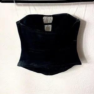 Windsor Black Strapless Crop Top with Silver Bows thumbnail 2