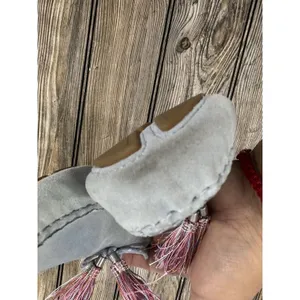 SAM EDELMAN Light Blue Leather Moccasins With Tassels SZ 8.5 thumbnail 11