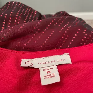 Cato Glitter Mesh Going Out Top Plus Size 1X Red Black Ombre Whimsigoth Party Blouse thumbnail 5