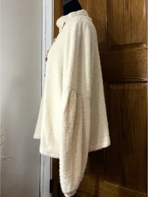 Sanctuary 2X Cream Fuzzy Mock Neck Oversized Sweater thumbnail 2