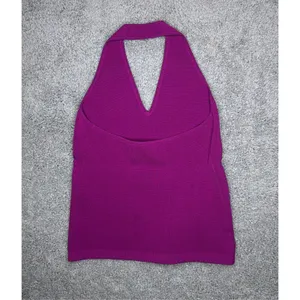Ann Taylor Loft Purple Halter Neck Ribbed Knit Sweater Tank L thumbnail 2