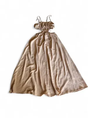 SHEIN Champagne Satin Cutout Maxi Dress XS thumbnail 8