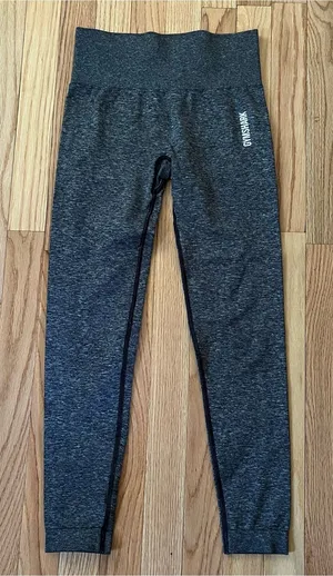 Gymshark Gray Seamless Workout Leggings Small Logo Pilates Gym Athletic Training thumbnail 1