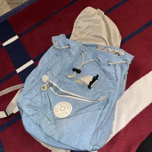 Kipling keeper blue Backpack Rucksack Parachute Med Bag Vtg Drawstring Nylon thumbnail 5