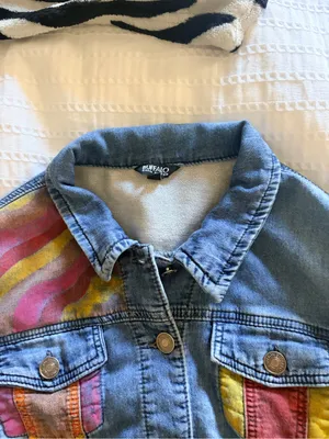 Buffalo David Bitton Light Blue Denim Jacket with Yellow, Orange & Pink Accents thumbnail 3