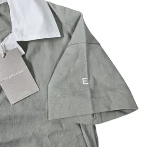 EVERLANE Organic Cotton‎ Polo T Shirt Dress Short Sleeve White Collar Fog XS thumbnail 5