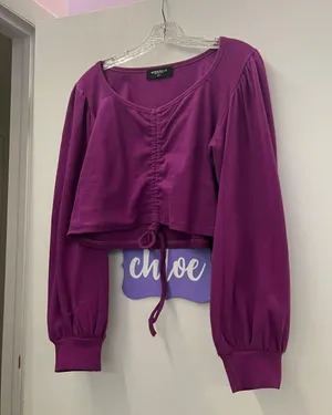 Rebdolls purple long sleeve crop top thumbnail 1