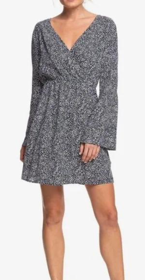 ROXY Blind‎ Dreams Dress Long Sleeve V Neck Floral Mini Flared Sleeve Small thumbnail 1