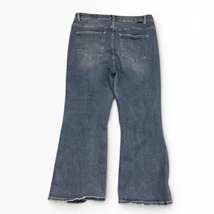 Risen Los Angeles‎ Size 2XL Distressed Flare Jeans Medium Wash Raw Hem High Rise thumbnail 2