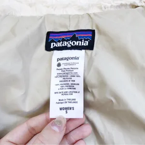 Patagonia • Pelage Fleece Vest cream faux fur zip front asymmetrical shawl thumbnail 5