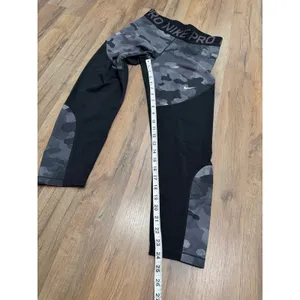 Nike Pro Camo Compression Leggings Gray Black‎ Training Tights Women L thumbnail 7