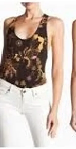 NWT Free People | L | Something Bodysuit Dark Floral Tank Sleeveless Top thumbnail 1
