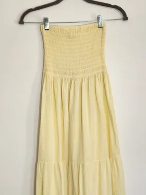 Sea Spice Yellow Boho Strapless Maxi Dress Size XL thumbnail 3