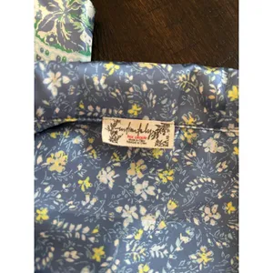 Free People Pillow Talk Pajama Top Womens XS Blue Floral Satin Cropped Comfort‎ thumbnail 3