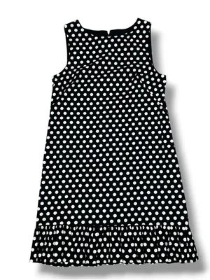 Betsey Johnson Polka Dot Ruffle Hem Sleeveless Sheath Dress Black White 14 thumbnail 13