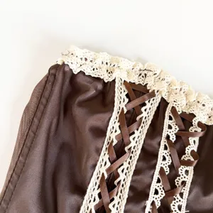 Urban Outfitters Women Mandy Lace Up Brown Satin Coquette Ren Faire Corset Top M thumbnail 4