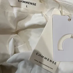 CoMMENSE Tied Halter Open Back Cotton Linen Midi Dress White Large NWT Sold Out thumbnail 9