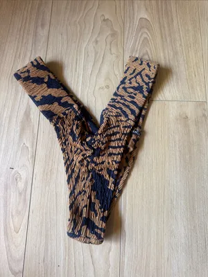 Montce Tiger-Print V-Front Bikini Bottoms in Black and Brown thumbnail 2