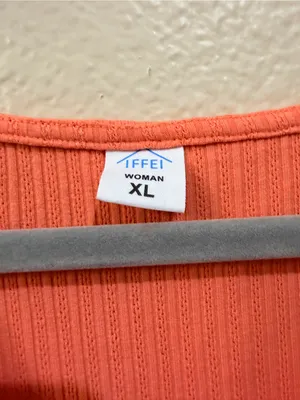 IFFEI Woman Coral Ribbed Knit Tiered Ruffle Button Front Swing Dress XL thumbnail 6