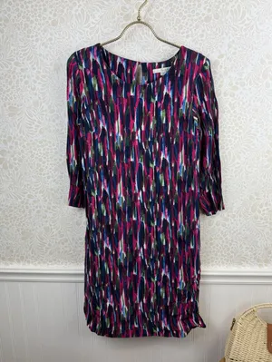 BODEN Beaufort Pink Watercolor Shift 3/4 Sleeve Dress - Size - 6 Long thumbnail 6