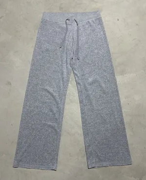 Juicy Couture Women's Gray Knit Jogger Pants Drawstring Pockets Cotton SZ M Y2K thumbnail 1
