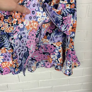 LOFT Multi Color Floral Side Ruffle Skirt Size M thumbnail 7