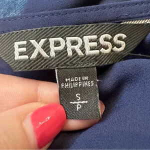 Express High Low Blue Short Sleeve Top Semi-Sheer Size‎ Small thumbnail 3