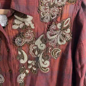 NWOT Free People Embroidered Plaid Tunic Shirt Boho Medium thumbnail 5