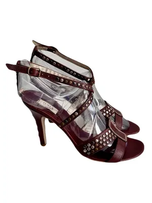 Furla Brown Leather Studded Strappy Heeled Sandals, Size 39 thumbnail 3