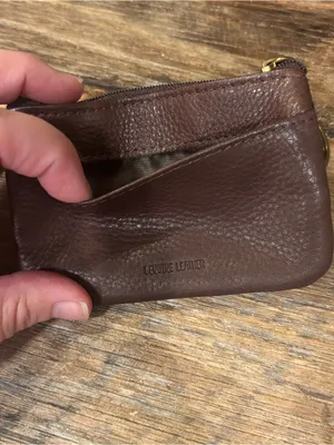 Fossil Brown Genuine Leather Change Purse Keychain Wallet thumbnail 5