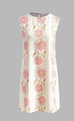 Romantic print sleeveless short dress thumbnail 5