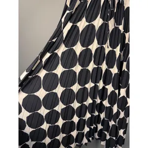 Jodifl Black Cream‎ Polka Dot Pleated Maxi Skirt Coastal Chic Boho S thumbnail 3