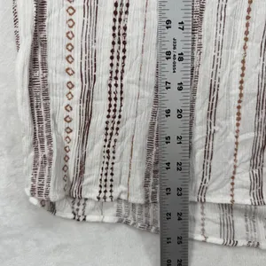 Savanna Jane Floral Peasant Top Boho Tunic Tie Neck‎ White Brown Size S thumbnail 3