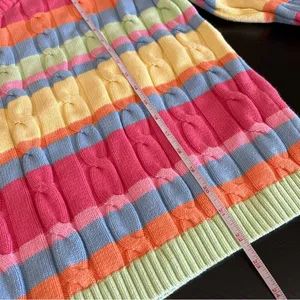 Appleseeds Women’s Striped‎ Pastel Rainbow Sweater Cable Knit Chunky PXL thumbnail 10