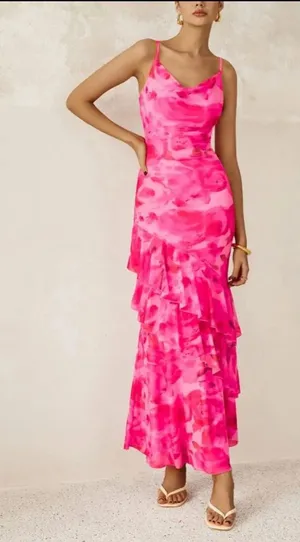 Pink floral dress thumbnail 1