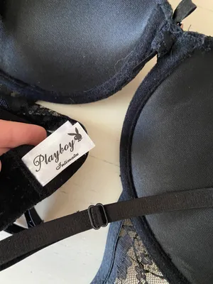 Playboy Y2k vintage Intimates black lace bra with pink bunny charm thumbnail 10