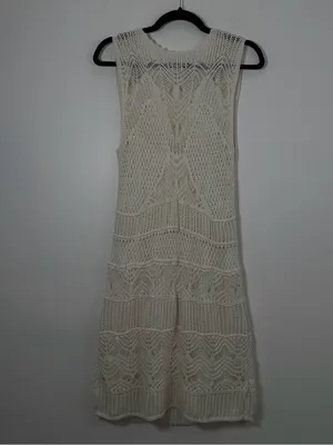 Abercrombie & Fitch Women’s White Crochet Lace Mini Dress Size Large Boho thumbnail 2