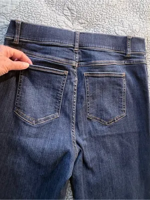 💥SPANX Pull On Flare Jeans Dark Wash High Rise Stretch Denim Size M🧡 thumbnail 9