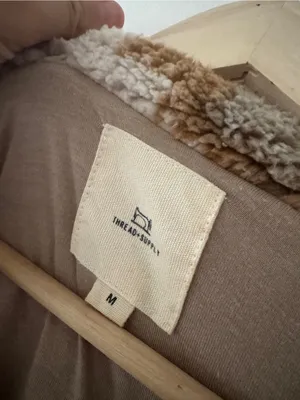 Thread & Supply Geometric Brown and White Aztec Sherpa Quarter Zip thumbnail 6
