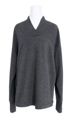 Athleta Clarity V-Neck Sweatshirt Womens Small S‎ Gray Shawl Neck Nirvana L/S thumbnail 1