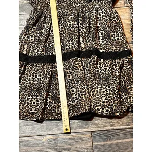 Kendall + Kylie Leopard Print Lace Trim Mini Dress XL Peasant‎ Boho V Neck Short thumbnail 7