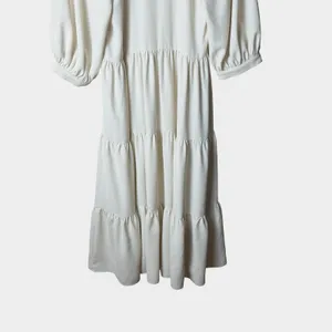 Amanda Uprichard Saffron Ivory Tiered Midi‎ Dress Ruffle Neck Small Coastal thumbnail 9