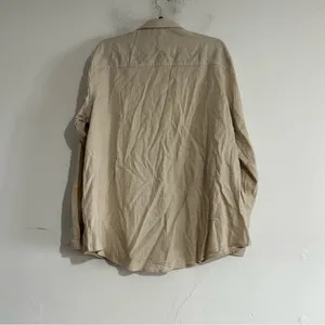 Gap Linen Rayon Button Down Shirt Khaki Tan XL Coastal Preppy Neutral Euro thumbnail 5