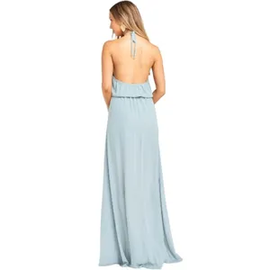 Show Me Your Mumu Bridesmaid Heather Halter Dress in‎ Silver Sage Crisp Large thumbnail 3