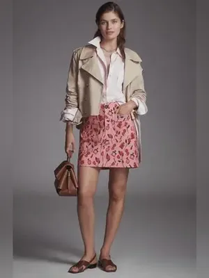 Anthropologie Maeve The‎ Anisa Makhoul Colette Mini Skirt Pink Rose Size Small thumbnail 3