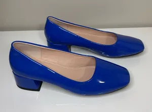 Blue Patent Low Block Heel Pumps Size 6 thumbnail 1