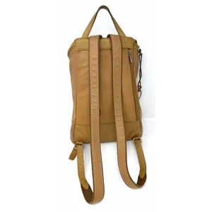 LONGCHAMP Leather‎ Backpack Beige Logo Vintage Bag Rucksack Rare Khaki Brown thumbnail 2