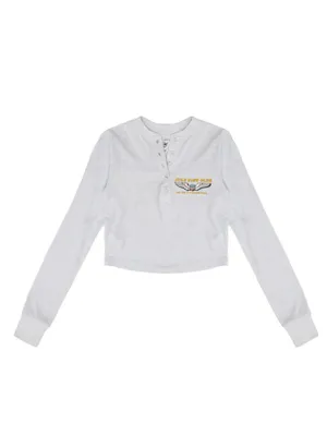 Boys Lie Mile High Club White Ribbed Henley Top | Small thumbnail 3