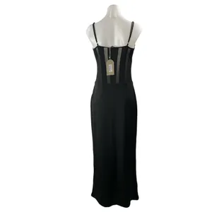 NEW Meshki Priya Black Mesh Sheer Bustier Corset Cami Sleeveless Maxi Dress L thumbnail 3