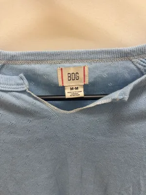 BDG Light Blue Pointelle Waffle Knit Long Sleeve Crop Top Size M thumbnail 2